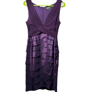 Adrianna Papell Tiered Sheath Midi Dress Purple Size 6